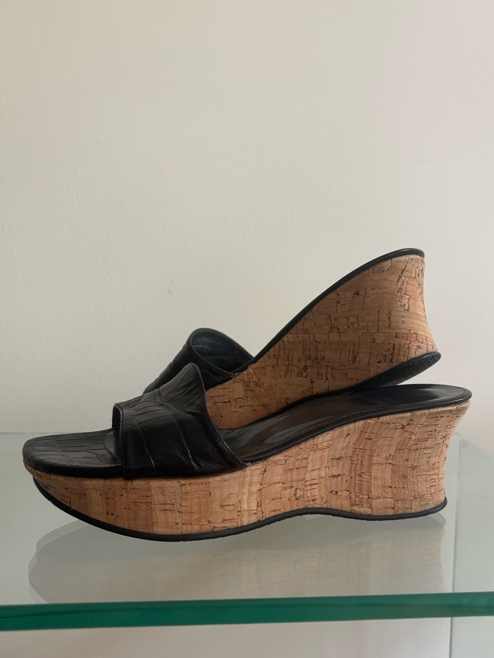 Stuart Weitzman Platform Wedge Slip On Sandals